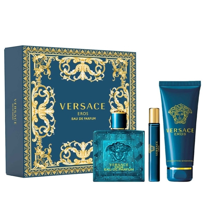 Versace Versace Gavesett Eros Edp 100ml + Edp 10ml + SG 150ml i gruppen HELSE OG SKJØNNHET / Gavesett / Gavesett for ham hos TP E-commerce Nordic AB (C44368)