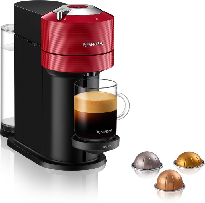 Krups Nespresso Vertuo Next kapselmaskin, rød/sort i gruppen HJEM, HUS OG HAGE / Husholdningsapparater / Kaffe og espresso / Kaffetraktere hos TP E-commerce Nordic AB (C44510)