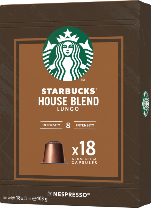 Starbucks Nespresso House Blend Kaffekapslar, 18st, 103g i gruppen HJEM, HUS OG HAGE / Husholdningsapparater / Kaffe og espresso / Kaffekapsler hos TP E-commerce Nordic AB (C44513)