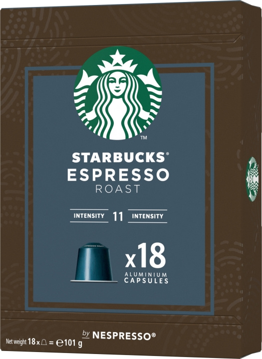 Starbucks Nespresso Espresso Roast Kaffekapslar, 18st, 103g i gruppen HJEM, HUS OG HAGE / Husholdningsapparater / Kaffe og espresso / Kaffekapsler hos TP E-commerce Nordic AB (C44514)