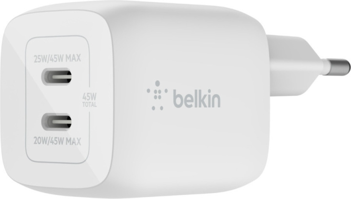 Belkin BoostCharge Pro USB-C GaN 45 W PD 3.0-lader med to porter i gruppen SMARTTELEFON & NETTBRETT / Ladere og Kabler / Vegglader / Vegglader Type C hos TP E-commerce Nordic AB (C44534)