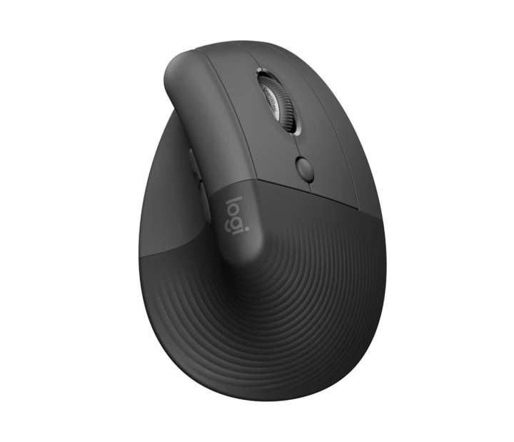 Logitech Lift Right Vertical Ergonomic Mouse, Graphite/Black i gruppen Datautstyr / Mus & Tastatur / Mus / Trådløs hos TP E-commerce Nordic AB (C44934)