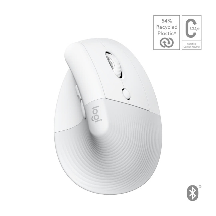 Logitech Lift for Mac Vertikal ergonomisk mus, off-white/Pa i gruppen Datautstyr / Mus & Tastatur / Mus / Trådløs hos TP E-commerce Nordic AB (C44937)