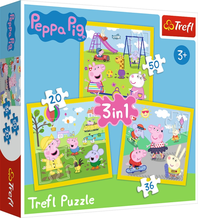 Trefl Greta Gris 3 i 1 puslespill, 20+36+50 brikker i gruppen LEKER, BARN OG BABY / Leker / Barnas puslespill hos TP E-commerce Nordic AB (C46755)