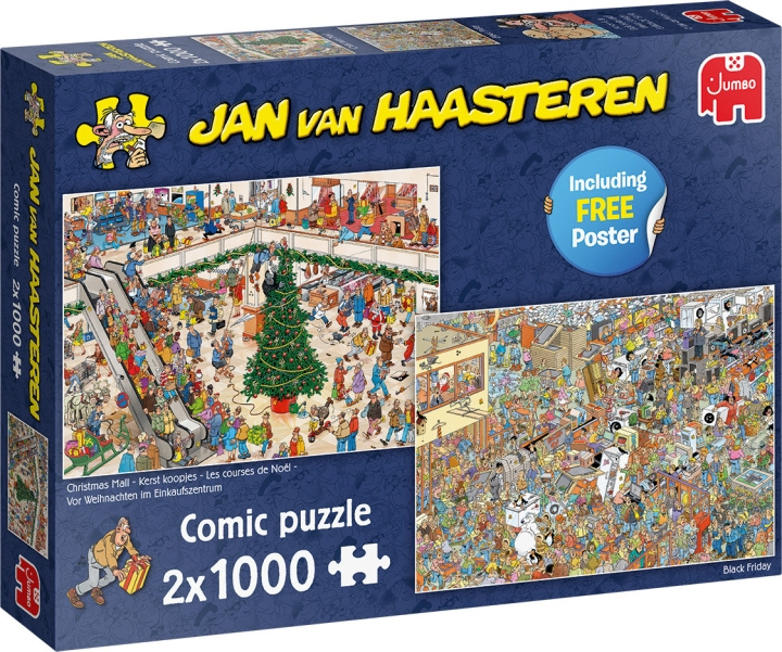 Jan Van Haasteren, 2 i 1 Holiday Shopping puslespill, 2 x 1000 brikker i gruppen SPORT, FRITID & HOBBY / Hobby / Puslespill hos TP E-commerce Nordic AB (C46769)