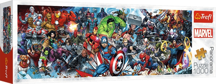 Trefl Marvel Universe panorama-puslespill, 1000 brikker i gruppen SPORT, FRITID & HOBBY / Hobby / Puslespill hos TP E-commerce Nordic AB (C46932)