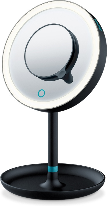 Beurer BS 45 sminkspegel, svart 17,5 cm, med LED-ljus och förstoringsspegel, batteridriven i gruppen HELSE OG SKJØNNHET / Makeup / Sminkspeglar hos TP E-commerce Nordic AB (C46988)