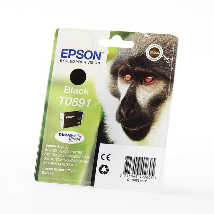 Epson Bläck C13T08914011 T0891 Svart, Apa i gruppen Datautstyr / Skrivere og tilbehør / Blekk og toner / Blekkpatroner / Epson hos TP E-commerce Nordic AB (C47097)