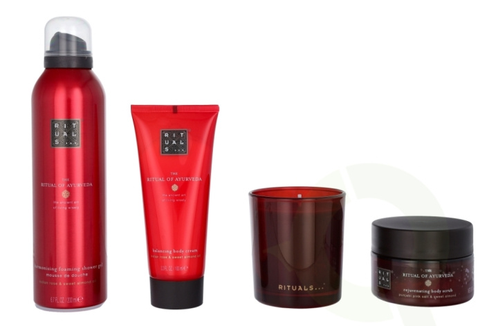 Rituals Ayurveda Set 565 ml Body Cream 100ml/Body Scrub 125gr/Foaming Shower Gel 200ml/Candle 140gr i gruppen HELSE OG SKJØNNHET / Gavesett / Gavesett for henne hos TP E-commerce Nordic AB (C47431)