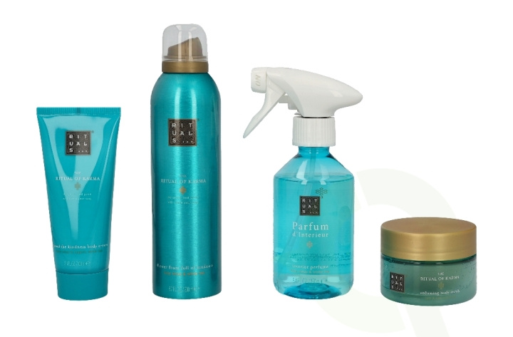 Rituals Karma Set 675 ml Parfum D\'Interieur 250ml/Body Cream 100ml/Body Scrub 125gr/Shower Foam 200ml i gruppen HELSE OG SKJØNNHET / Gavesett / Gavesett for henne hos TP E-commerce Nordic AB (C47477)