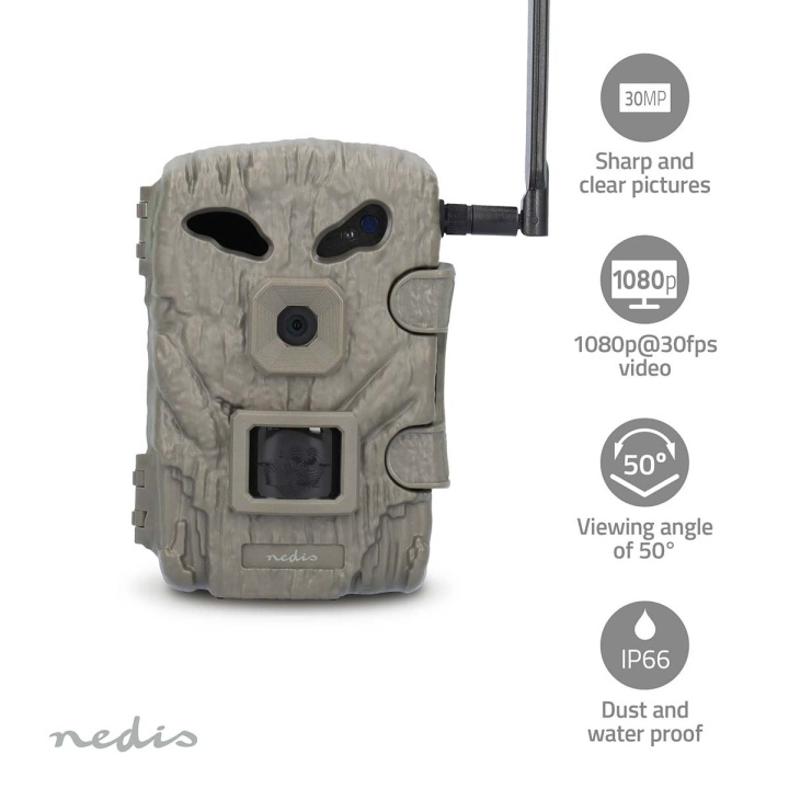 Nedis Wildlife Camera | 4G | 1080p@30fps | 30.0 MPixel | 2 MPixel CMOS | IP66 | 4G | Black No-Glow IR | Night vision | Viewing angle: 50 ° | Motion sensor | Detection angle: 50 ° | Detection range: 20 m | LCD Screen | Green i gruppen Elektronikk / Foto og video / Viltkamera hos TP E-commerce Nordic AB (C47780)