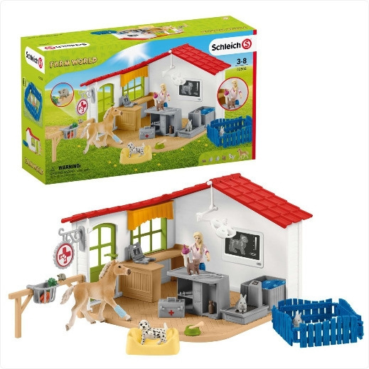 Schleich Farm World 42502 - Veterinærklinikk med kjæledyr i gruppen LEKER, BARN OG BABY / Leker / Figurer, miniatyrer og tilbehør hos TP E-commerce Nordic AB (C47801)