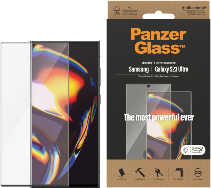 PanzerGlass glassfilm, Samsung Galaxy S23 Ultra i gruppen SMARTTELEFON & NETTBRETT / Mobilbeskyttelse / Samsung hos TP E-commerce Nordic AB (C47918)