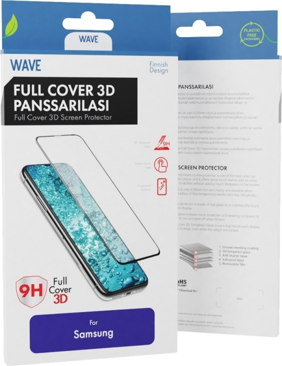 Wave Full Cover 3D härdat glas, Samsung Galaxy S23 Ultra, Svart i gruppen SMARTTELEFON & NETTBRETT / Mobilbeskyttelse / Samsung hos TP E-commerce Nordic AB (C47924)