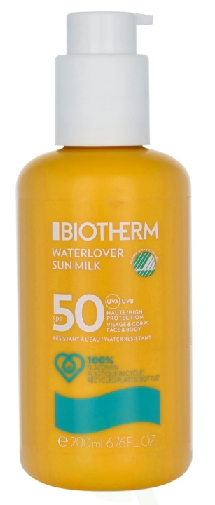 Biotherm Waterlover Sun Milk w/Pump SPF50 200 ml Face & Body i gruppen HELSE OG SKJØNNHET / Hudpleie / Soling / Solkrem hos TP E-commerce Nordic AB (C48407)