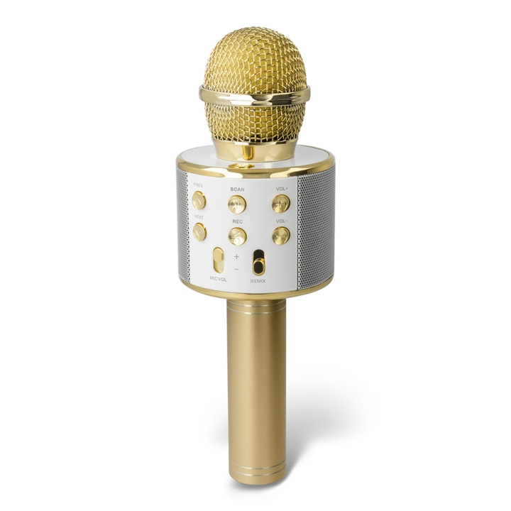 Forever BMS-300 Lite Bluetooth-karaokemikrofon med høyttaler, gull i gruppen Elektronikk / Lyd & Bilde / Håndholdte mikrofoner hos TP E-commerce Nordic AB (C48658)