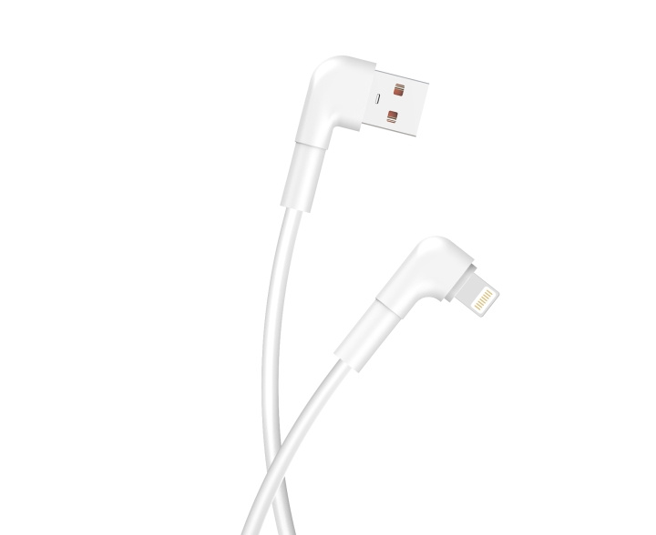 Maxlife MXUC-09 Vinklet kabel USB - Lightning 1,0 m 2,4A, hvit i gruppen SMARTTELEFON & NETTBRETT / Ladere og Kabler / Kabler / Kabler Lightning hos TP E-commerce Nordic AB (C48662)