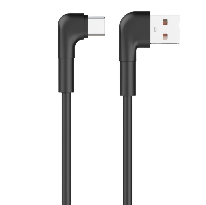 Maxlife MXUC-09 Vinklet kabel USB - USB-C 1,0 m 3A, svart i gruppen SMARTTELEFON & NETTBRETT / Ladere og Kabler / Kabler / Kabler type C hos TP E-commerce Nordic AB (C48663)