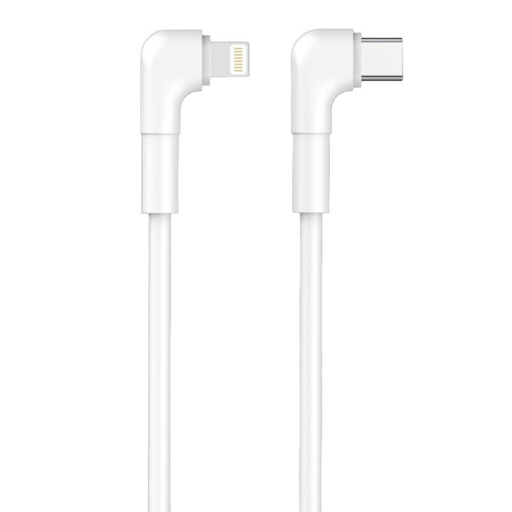 Maxlife MXUC-09 angle cable USB-C - Lightning 1,0 m 27W white i gruppen SMARTTELEFON & NETTBRETT / Ladere og Kabler / Kabler / Kabler Lightning hos TP E-commerce Nordic AB (C48664)