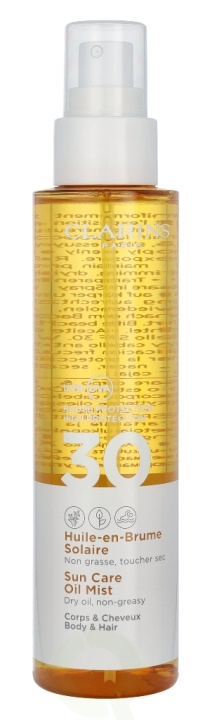 Clarins Sun Care Oil Mist Body & Hair SPF30 150 ml Dry Oil, Non-Greasy i gruppen HELSE OG SKJØNNHET / Hudpleie / Soling / Solkrem hos TP E-commerce Nordic AB (C48892)