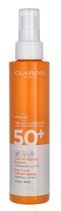 Clarins Sun Care Lotion Spray Body SPF50+ 150 ml Hydration Comfort - For All Skin Types i gruppen HELSE OG SKJØNNHET / Hudpleie / Soling / Solkrem hos TP E-commerce Nordic AB (C48894)