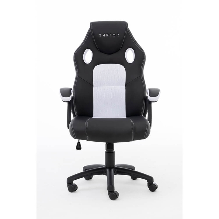 RAPTOR Gaming stol GS-40 Compact Kunstskinn & Stoff Svart/Hvit i gruppen Datautstyr / GAMING / Gamingstoler hos TP E-commerce Nordic AB (C49434)