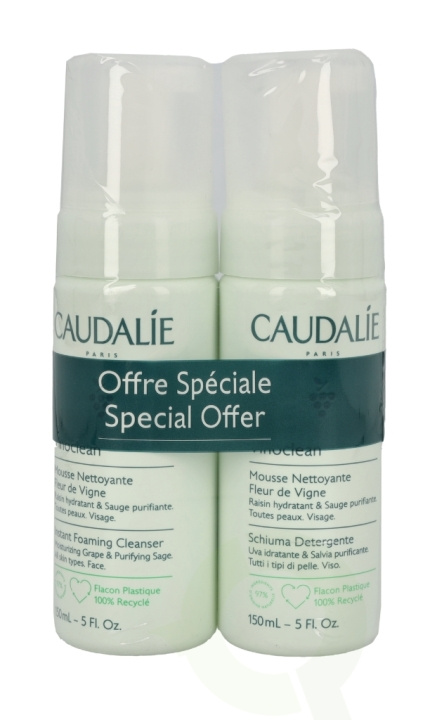 Caudalie Vinoclean Instant Foaming Cleanser Duo 300 ml 2x150ml i gruppen HELSE OG SKJØNNHET / Hudpleie / Ansikt / Rengjøring hos TP E-commerce Nordic AB (C49596)