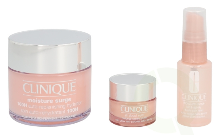 Clinique Moisture Surge Set 170 ml Moisture Surge 100H 125ml/All About Eyes 15ml/Moisture Surge Face Spray 30ml i gruppen HELSE OG SKJØNNHET / Gavesett / Gavesett for henne hos TP E-commerce Nordic AB (C50298)