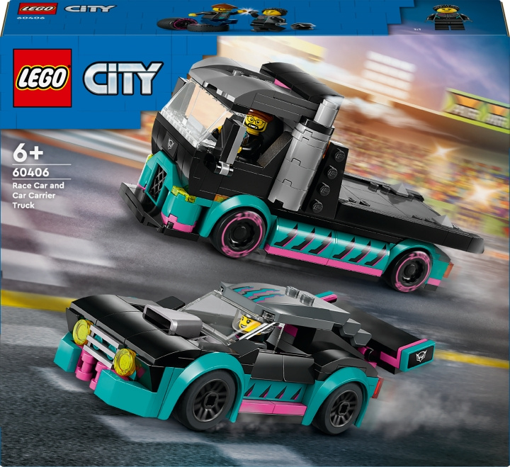 LEGO City Great Vehicles 60406 - Race Car and Car Carrier Truck i gruppen LEKER, BARN OG BABY / Leker / Byggeleker / Lego hos TP E-commerce Nordic AB (C52201)