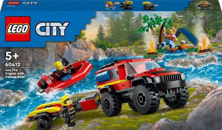 Lego City Fire 60412 - 4x4 brannbil med redningsbåt i gruppen LEKER, BARN OG BABY / Leker / Byggeleker / Lego hos TP E-commerce Nordic AB (C52217)