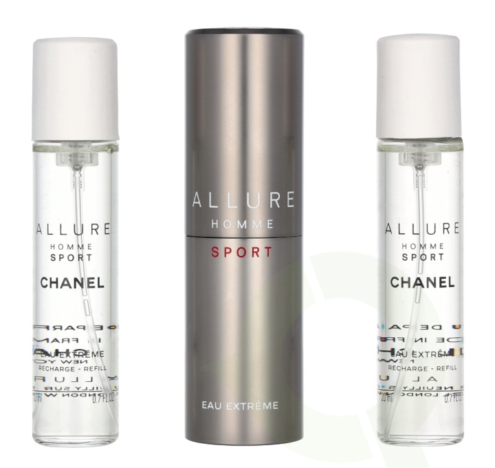 Chanel Allure Homme Sport Eau Extreme Giftset 60 ml Travel Spray Edp Spray 20ml/2x Refill Edp 20ml - Twist and Spray i gruppen HELSE OG SKJØNNHET / Gavesett / Gavesett for ham hos TP E-commerce Nordic AB (C53170)