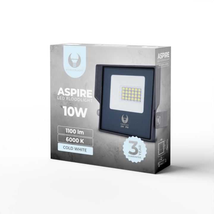Forever Light ASPIRE - LED-flomlys, 10W 6000K 1100lm 230V Forever Light i gruppen HJEM, HUS OG HAGE / El og belysning / Utendørsbelysning / LED-lyskastere hos TP E-commerce Nordic AB (C53928)