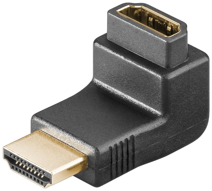 Goobay HDMI™ vinkeladapter 90°, guldpläterad, 8K @ 60 Hz HDMI™-uttag (typ A) > HDMI™ kontakt (typ A) 90 ° i gruppen Elektronikk / Kabler og adaptere / HDMI / Adaptere hos TP E-commerce Nordic AB (C54159)
