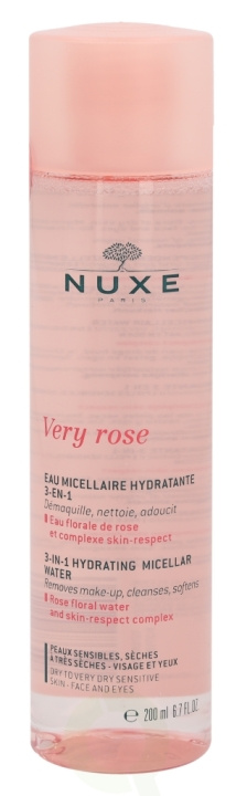 Nuxe Very Rose 3-In-1 Hydrating Micellar Water 200 ml Dry To Very Dry Sensitive Skin - Face And Eyes i gruppen HELSE OG SKJØNNHET / Hudpleie / Ansikt / Ansiktsvann & Facemist hos TP E-commerce Nordic AB (C54299)