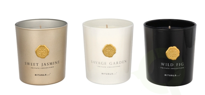 Rituals Private Collection duftlys-sett - Sort 420 g Wild Fig duftlys 140gr/Sweet Jasmine duftlys 140gr/Savage Garden duftlys 140gr i gruppen HELSE OG SKJØNNHET / Duft og parfyme / Andre dufter / Duftlys hos TP E-commerce Nordic AB (C55161)