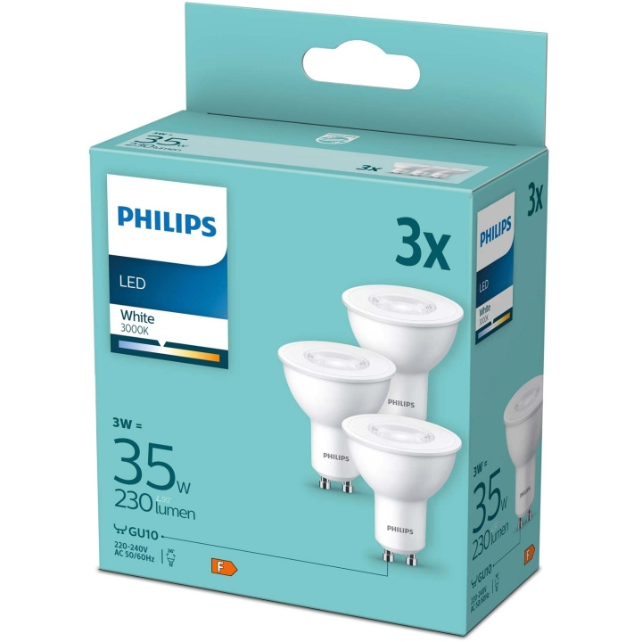 Philips 3-pack LED GU10 3W (35W) 3000K 230lm i gruppen Elektronikk / Lys / LED-lys hos TP E-commerce Nordic AB (C55460)