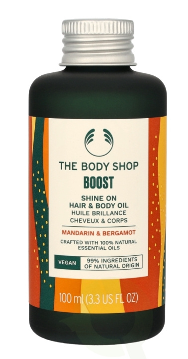 The Body Shop Boost Shine On Hair & Body Oil 100 ml Mandarin & Bergamot i gruppen HELSE OG SKJØNNHET / Hår & styling / Hårpleie / Hårolje hos TP E-commerce Nordic AB (C56367)