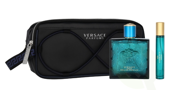 Versace Eros Pour Homme Giftset 110 ml Edp Spray 100ml/Edp Spray 10ml/Toiletbag i gruppen HELSE OG SKJØNNHET / Gavesett / Gavesett for ham hos TP E-commerce Nordic AB (C56893)
