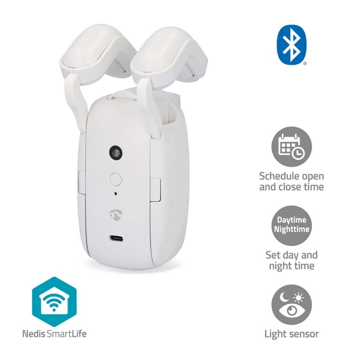 Nedis SmartLife Gardinrobot | Stangskinne | Draper / Gardiner | Batteri drevet / USB-Strøm | 4000 mAh | Bluetooth® | Hvit i gruppen HJEM, HUS OG HAGE / Smarthus / Smarthussystemer hos TP E-commerce Nordic AB (C57031)