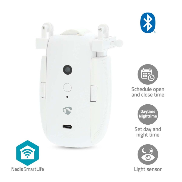 Nedis SmartLife Gardinrobot | I-Skinne / U-Skinne | Draper / Gardiner | Batteri drevet / USB-Strøm | 4000 mAh | Bluetooth® | Hvit i gruppen HJEM, HUS OG HAGE / Smarthus / Smarthussystemer hos TP E-commerce Nordic AB (C57032)