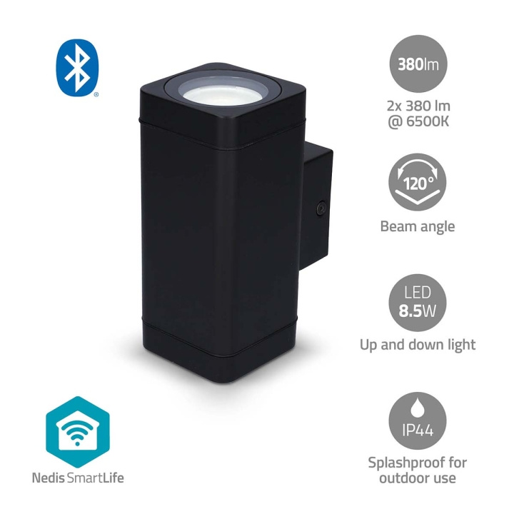 Nedis Smartlife utendørs lys | 760 lm | Bluetooth® | 8.5 W | Varm til avkjølt hvitt | 2700 - 6500 K | ABS | Android™ / IOS i gruppen HJEM, HUS OG HAGE / El og belysning / Utendørsbelysning / Fasadebelysning / Uten bevegelsessensor hos TP E-commerce Nordic AB (C57034)