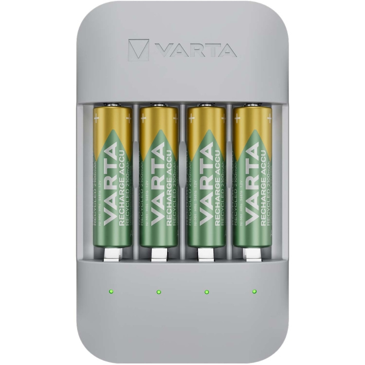 Varta Eco Charger Pro Recycled inkl. 4x AA 2100 mAh i gruppen Elektronikk / Batterier & Ladere / Batterilader hos TP E-commerce Nordic AB (C57506)