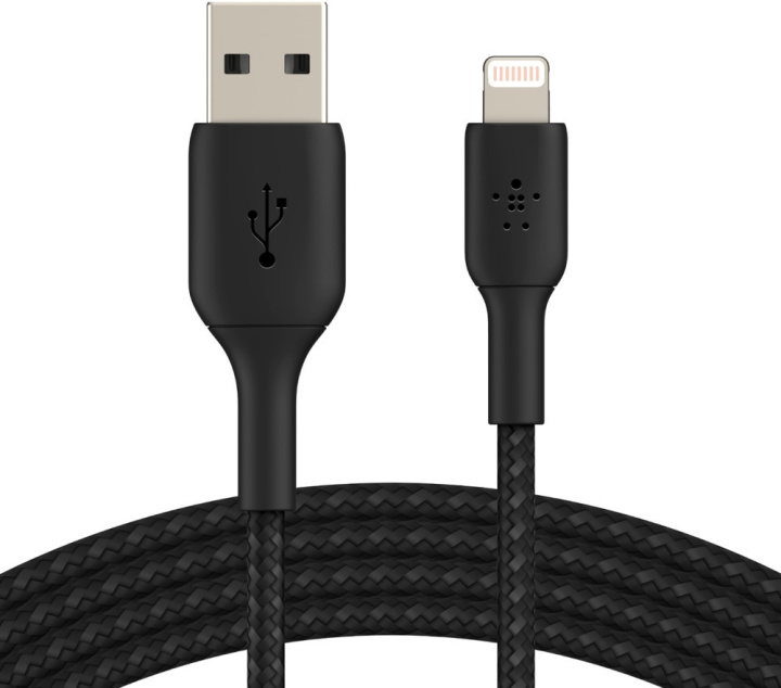 Belkin BOOST CHARGE™ Lightning - USB-A-kabel flätad, 0,15 m, svart i gruppen SMARTTELEFON & NETTBRETT / Ladere og Kabler / Kabler / Kabler Lightning hos TP E-commerce Nordic AB (C57664)