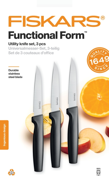 Fiskars Functional Form - universell knivsats, 3-delad i gruppen HJEM, HUS OG HAGE / Kjøkkenutstyr / Kjøkkenkniver og knivslipere hos TP E-commerce Nordic AB (C57724)