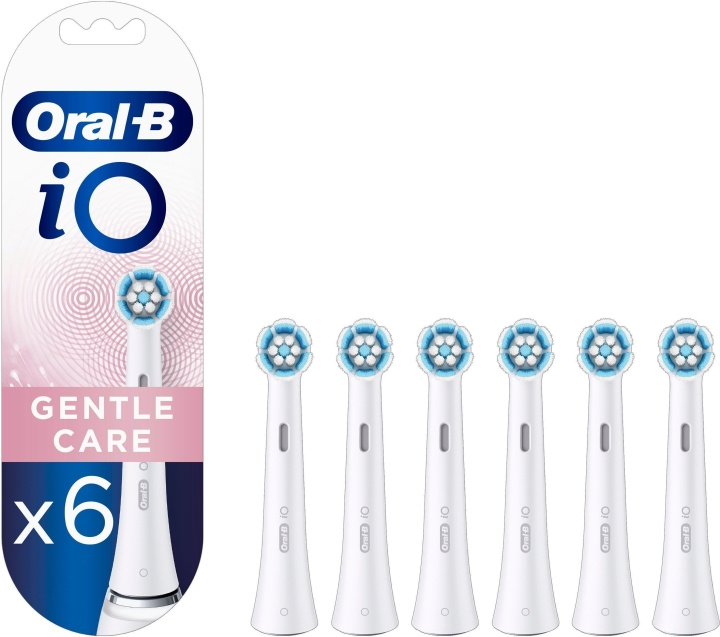Oral B iO Gentle Care - borsthuvuden, vit, 6 stycken i gruppen HELSE OG SKJØNNHET / Munnpleie / Elektriske tannbørster tilbehør hos TP E-commerce Nordic AB (C57744)