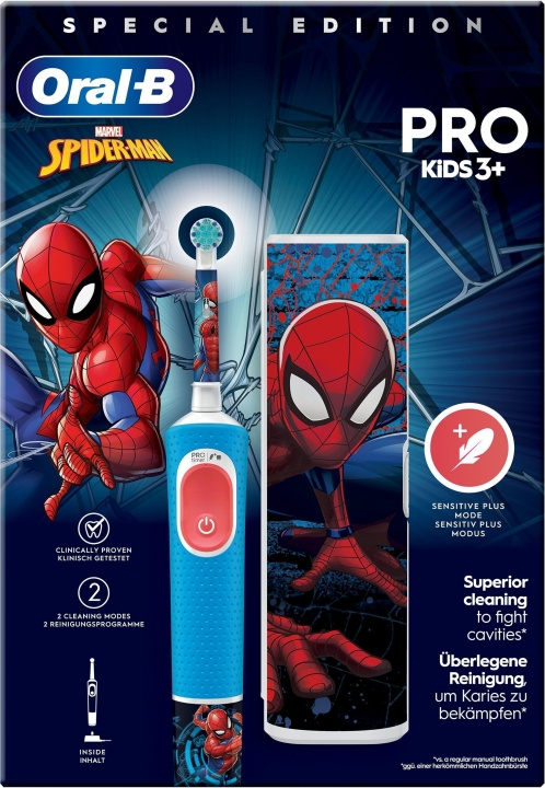Oral B Vitality Pro Kids Spider-Man - elektrisk tandborste i gruppen HELSE OG SKJØNNHET / Munnpleie / Elektriske tannbørster hos TP E-commerce Nordic AB (C57817)
