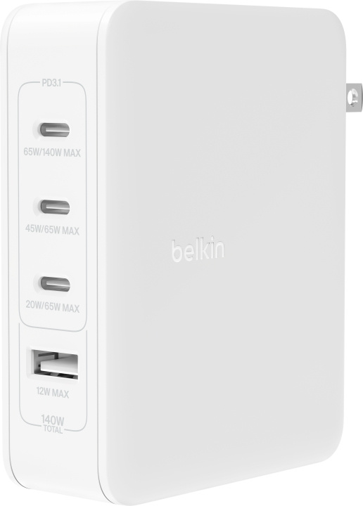 Belkin BoostCharge Pro 4-port GaN 140W vegglader i gruppen SMARTTELEFON & NETTBRETT / Ladere og Kabler / Vegglader / Vegglader Type C hos TP E-commerce Nordic AB (C57822)