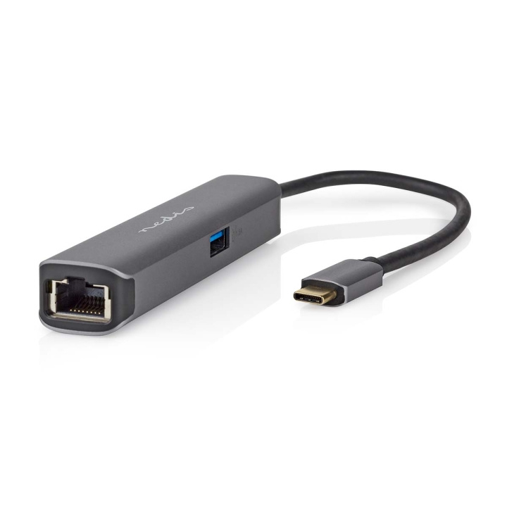 Nedis USB Multi-Port Adapter | 4-i-1 | USB 3.2 Gen 1 | USB-C™ Hann | HDMI™ Output / RJ45 Hun / USB-A Hun / USB-C™ Hunn | 5 Gbps | 0.20 m | Rund | Gull belagt | PVC | Antrasitt | Boks i gruppen Datautstyr / Bærbare datamaskiner og tilbehør / Dokkingstasjoner hos TP E-commerce Nordic AB (C57839)
