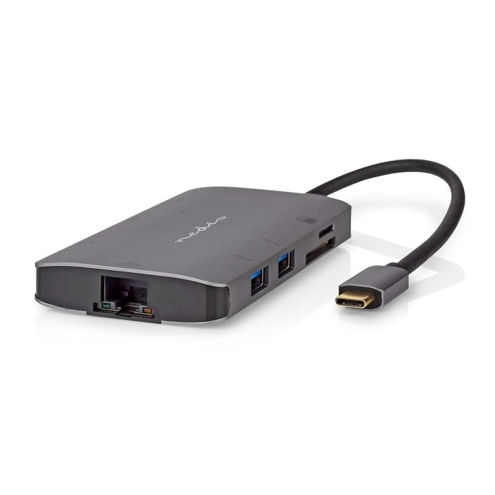 Nedis USB Multi-Port Adapter | USB 3.2 Gen 1 | USB-C™ Hann | HDMI™ Output / Micro SD / RJ45 Hun / SD / USB-C™ Hunn / 3x USB-A Hunn | 5 Gbps | 0.20 m | Rund | Gull belagt | PVC | Antrasitt | Boks i gruppen Datautstyr / Bærbare datamaskiner og tilbehør / Dokkingstasjoner hos TP E-commerce Nordic AB (C57841)