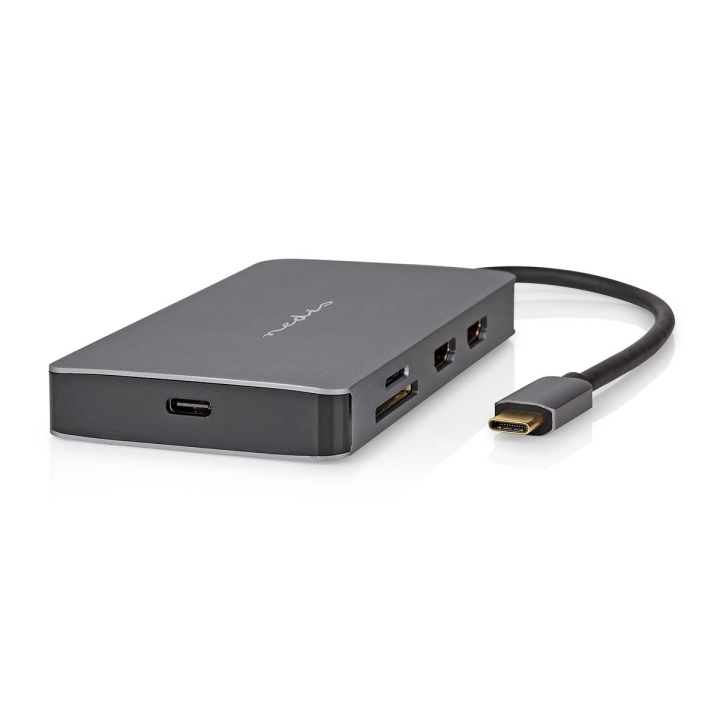 Nedis USB Multi-Port Adapter | USB 3.2 Gen 1 | USB-C™ Hann | Micro SD / RJ45 Hun / SD / USB-C™ Hunn / 2x HDMI™ / 2x USB-A Hunn | 5 Gbps | 0.20 m | Rund | Gull belagt | PVC | Antrasitt | Boks i gruppen Datautstyr / Bærbare datamaskiner og tilbehør / Dokkingstasjoner hos TP E-commerce Nordic AB (C57842)